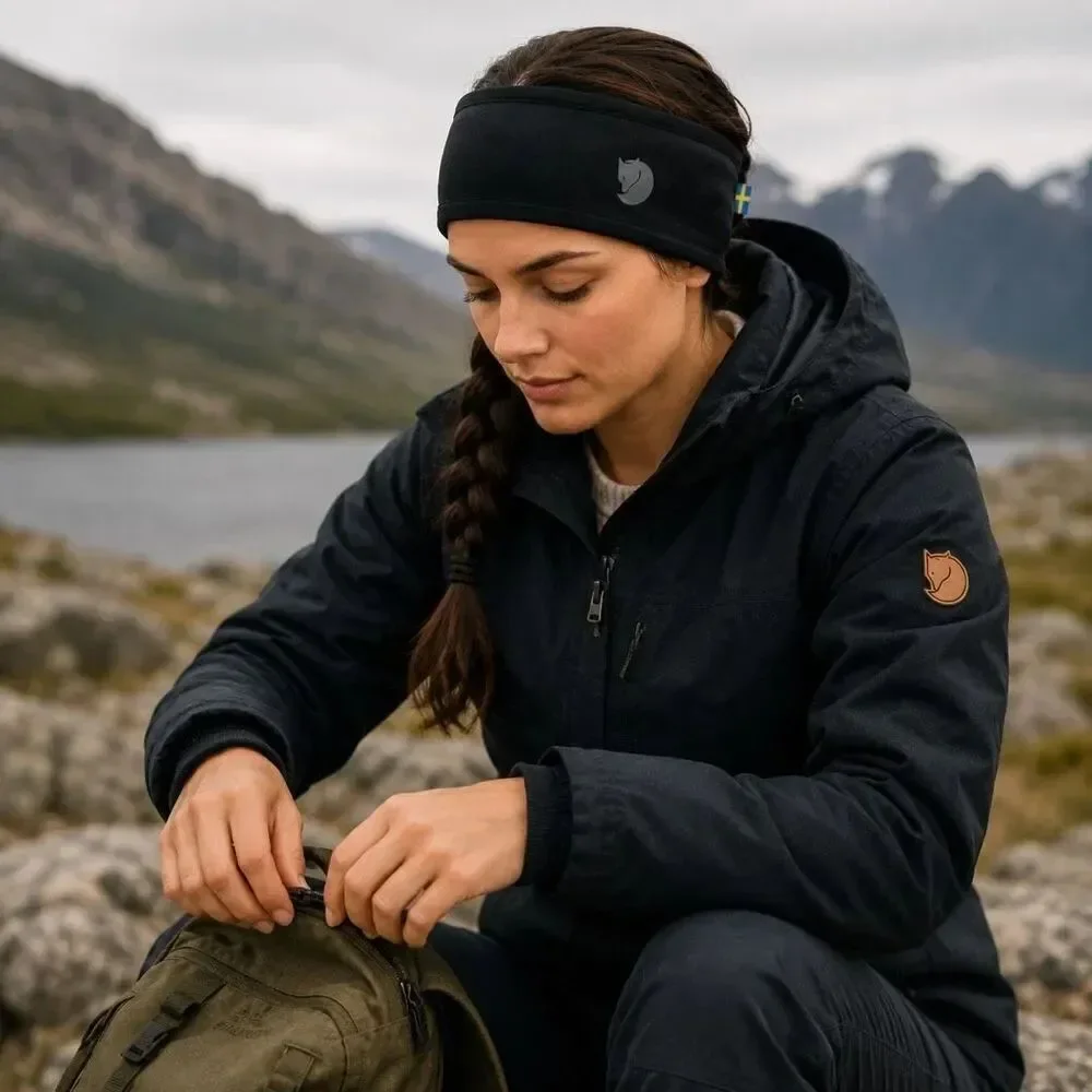 Fjallraven Abisko Värm Black Insulated Stretch Headband NWT Unisex